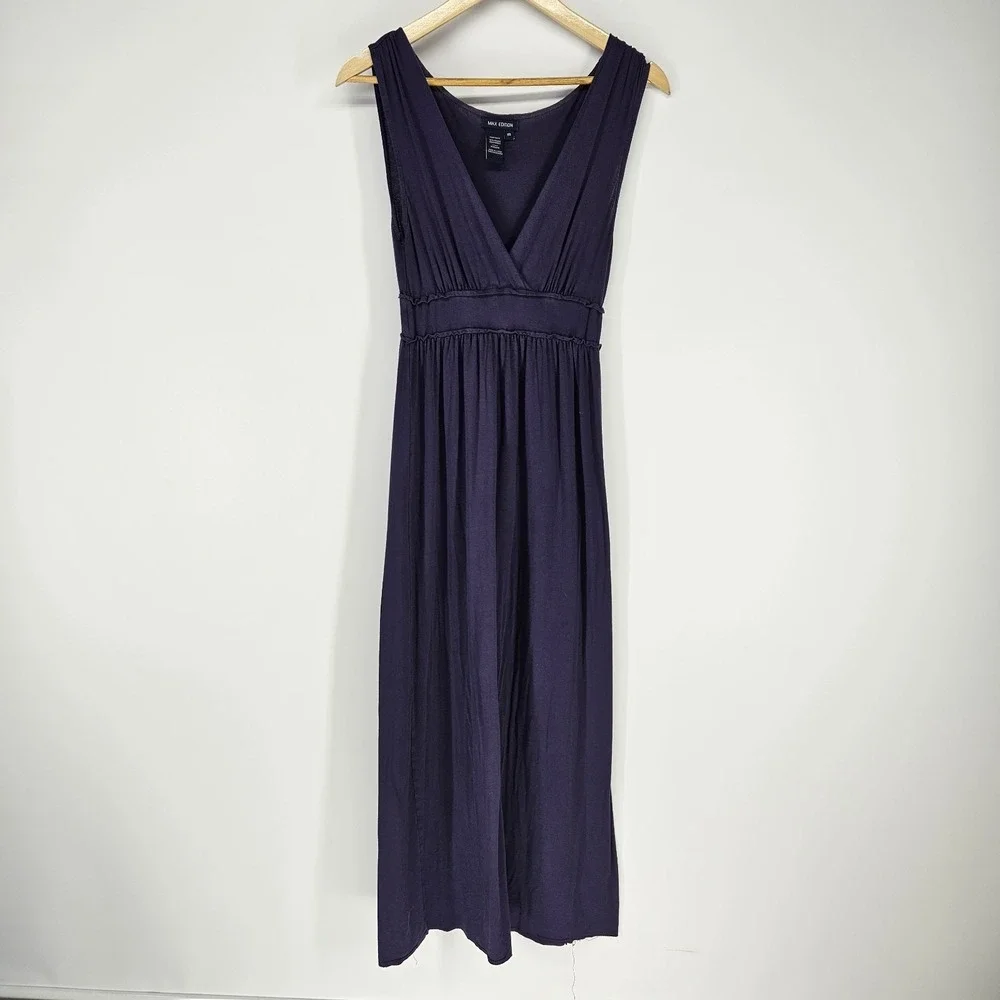 Max Edition Maxi Dress Womens XS Purple V-Neck Empire Waist‎ Sleeveless Wedding